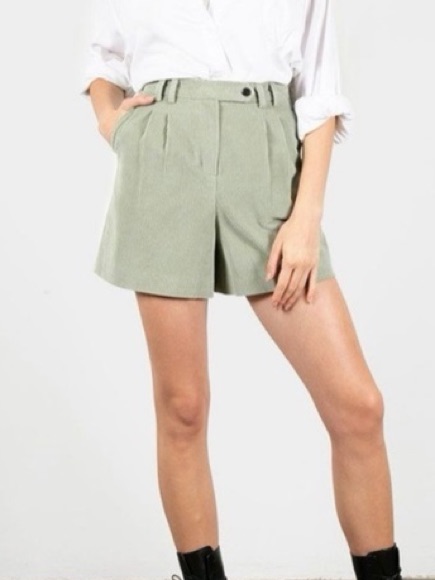 Frankie Shop Green Corduroy Shorts